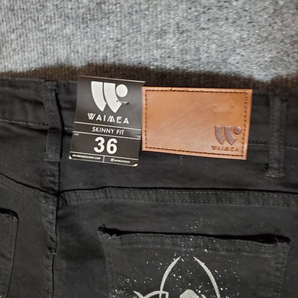 NWT Waimea Skinny Fit 36x32 (Meas 34x31 12" Rise) Death & Angels Tonal Jeans A17 - Picture 7 of 10